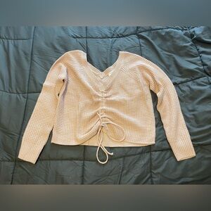 Pale pink Knit Sweater with Lace-Up Detail